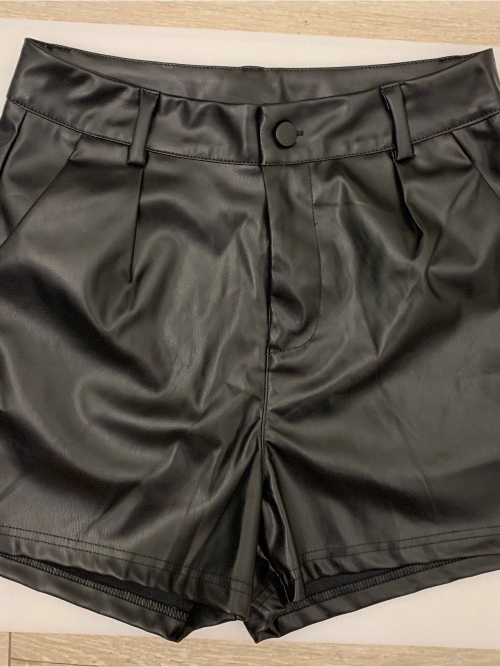 Black Faux Leather High Waisted Shorts Size S